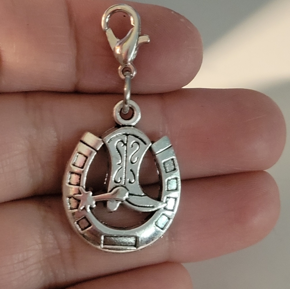 Clip On horse shoe cowgirl charms clipon country dreadlocks beads journal